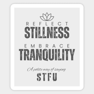 Reflect Stillness Embrace Tranquility a polite way of saying STFU Magnet